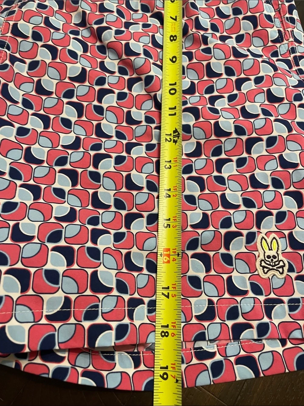 Psycho Bunny Pink Navy Geometric Swim Trunks size XL